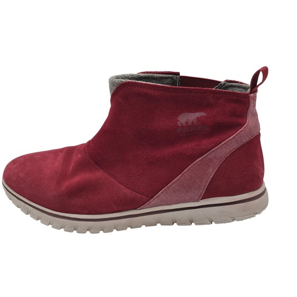 Sorel Shoes - Sorel Boots Womens Size 11 Red Suede Ankle Slip On Fleece Lined Warm NL2746-611